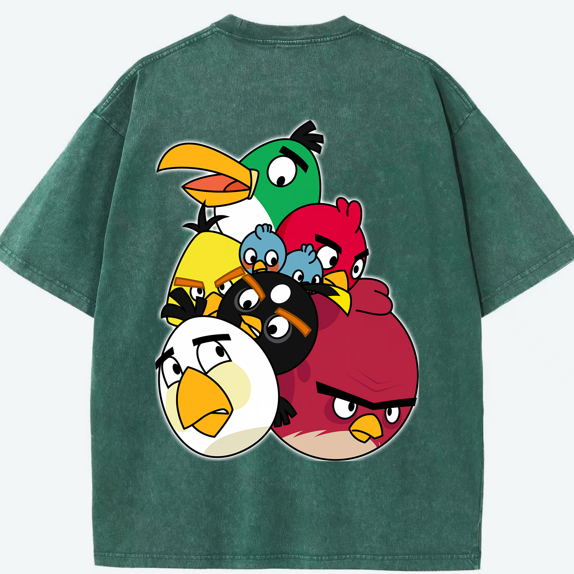 （画像用） Angry Birds アングリーバード 綿100% ヴィンテージ風 半袖Tシャツ（背面プリント）